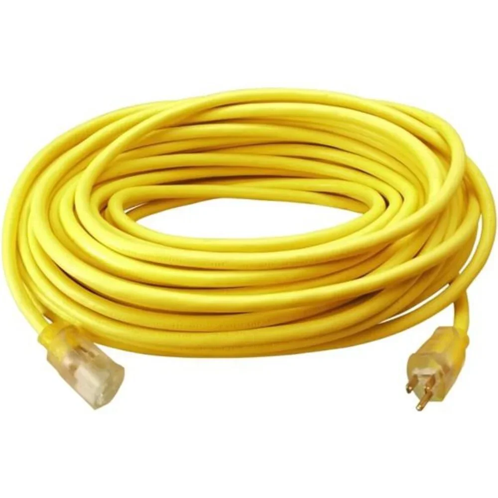 Outdoor Extension Cord, 50 Ft, 12 gauge 3 prong, Heavy Duty, SJTW Cord, Yellow